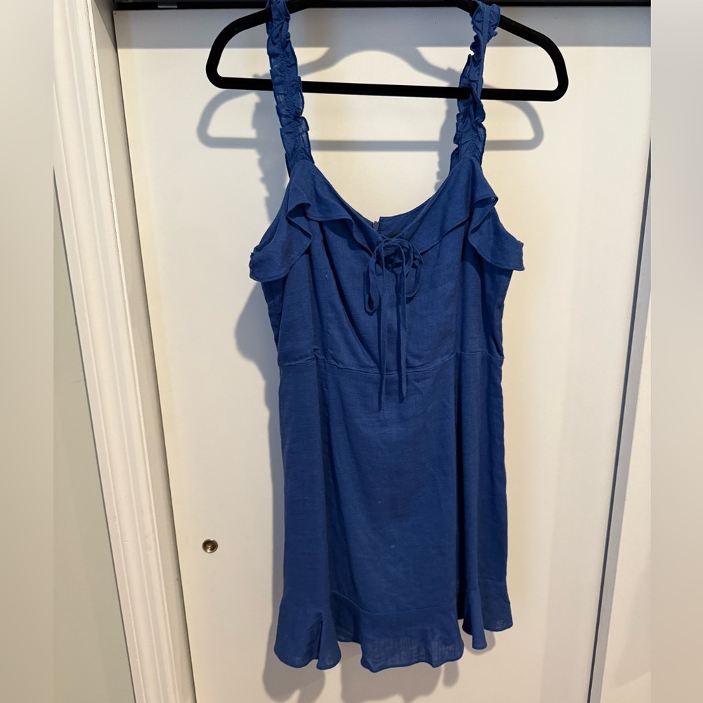 Lulus Denim Ruffle Dress Large UGC Good Condition Women’s Denim Mini Dress